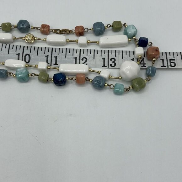 Multi colored bead Statement Necklace 15” - Picture 5 of 5